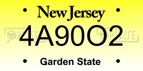 4A90O2 New Jersey License Plate