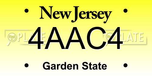 4AAC4 New Jersey License Plate
