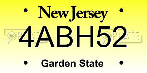 4ABH52 New Jersey License Plate