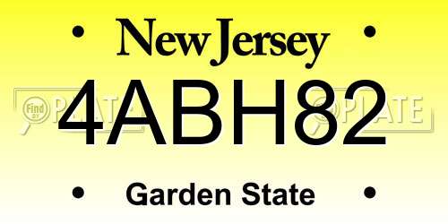 4ABH82 New Jersey License Plate