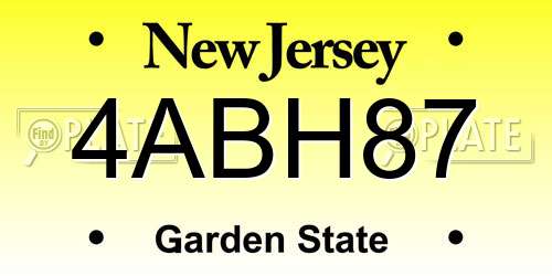 4ABH87 New Jersey License Plate