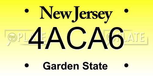 4ACA6 New Jersey License Plate