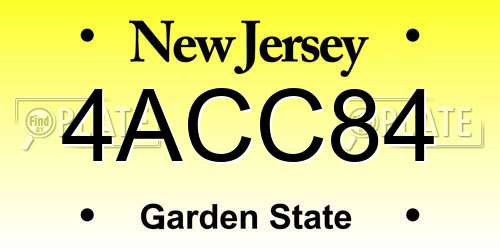 4ACC84 New Jersey License Plate