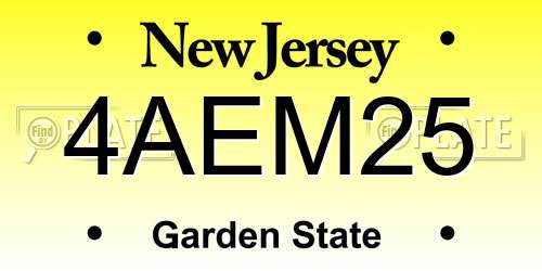 4AEM25 New Jersey License Plate