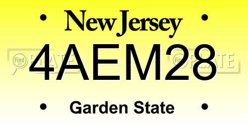 4AEM28 New Jersey License Plate