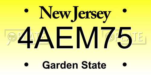4AEM75 New Jersey License Plate