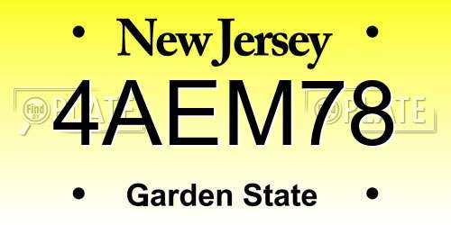 4AEM78 New Jersey License Plate