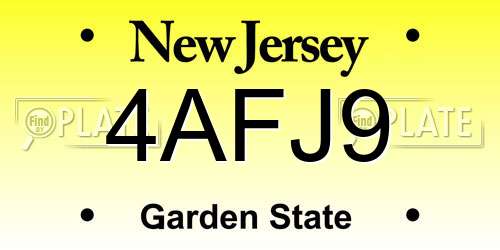4AFJ9 New Jersey License Plate