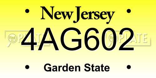 4AG602 New Jersey License Plate