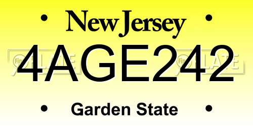 4AGE242 New Jersey License Plate