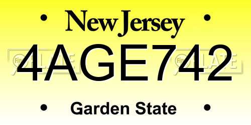 4AGE742 New Jersey License Plate