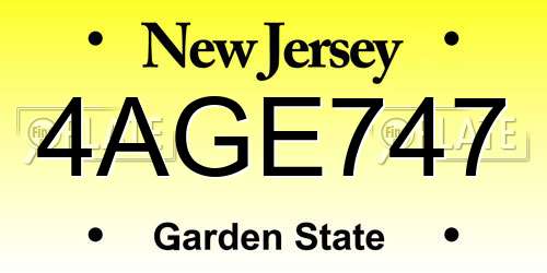 4AGE747 New Jersey License Plate