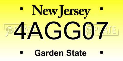4AGG07 New Jersey License Plate