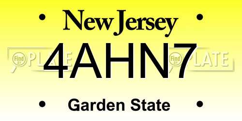 4AHN7 New Jersey License Plate