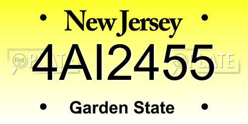 4AI2455 New Jersey License Plate