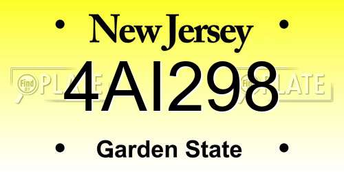 4AI298 New Jersey License Plate