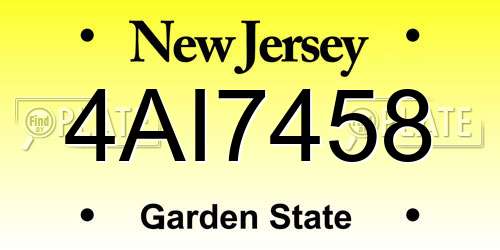 4AI7458 New Jersey License Plate