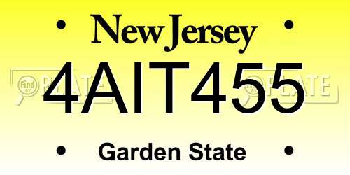 4AIT455 New Jersey License Plate