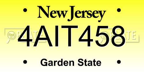 4AIT458 New Jersey License Plate