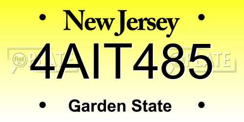 4AIT485 New Jersey License Plate
