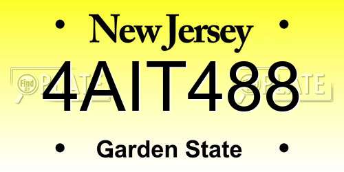 4AIT488 New Jersey License Plate