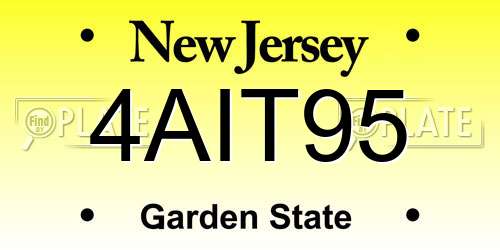4AIT95 New Jersey License Plate