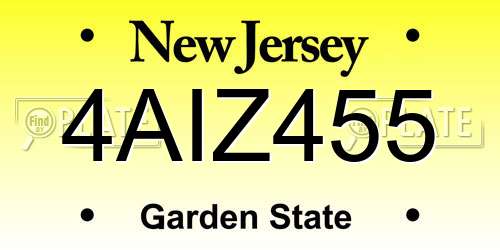 4AIZ455 New Jersey License Plate