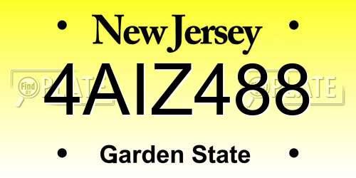 4AIZ488 New Jersey License Plate