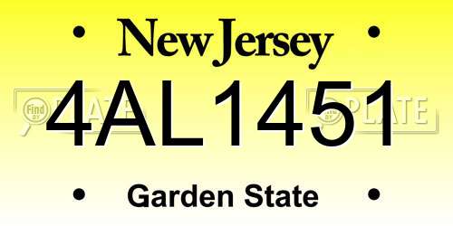 4AL1451 New Jersey License Plate