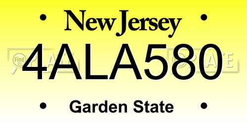 4ALA580 New Jersey License Plate