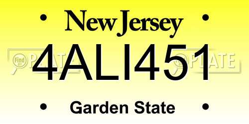 4ALI451 New Jersey License Plate