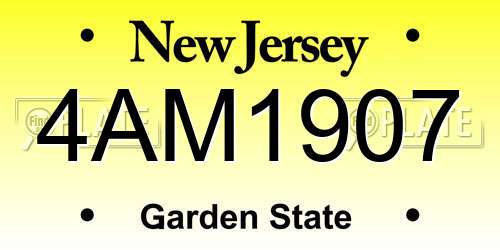 4AM1907 New Jersey License Plate