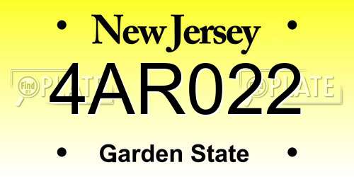 4AR022 New Jersey License Plate