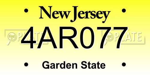 4AR077 New Jersey License Plate