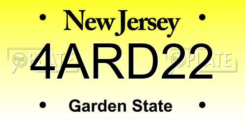 4ARD22 New Jersey License Plate