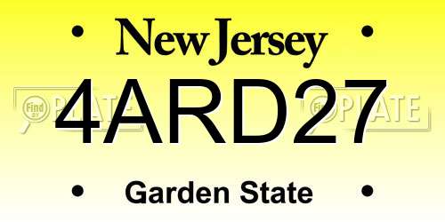 4ARD27 New Jersey License Plate
