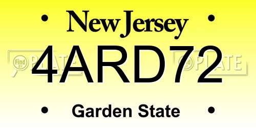 4ARD72 New Jersey License Plate