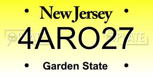 4ARO27 New Jersey License Plate
