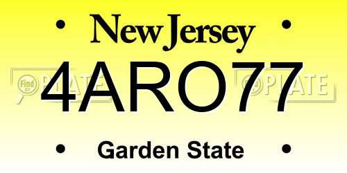 4ARO77 New Jersey License Plate