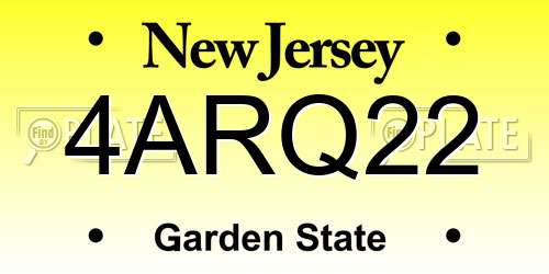 4ARQ22 New Jersey License Plate