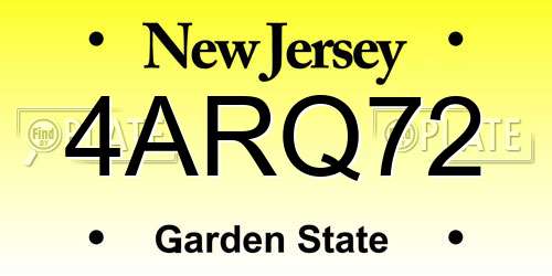 4ARQ72 New Jersey License Plate