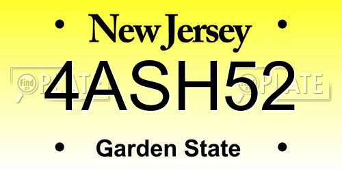 4ASH52 New Jersey License Plate
