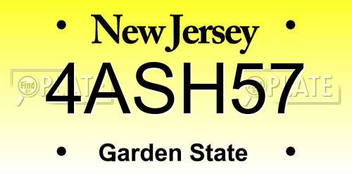 4ASH57 New Jersey License Plate