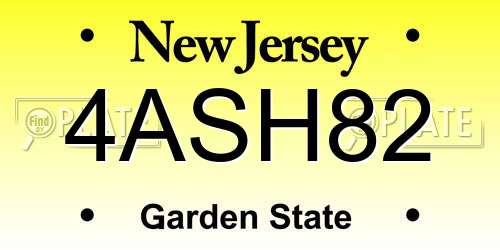 4ASH82 New Jersey License Plate