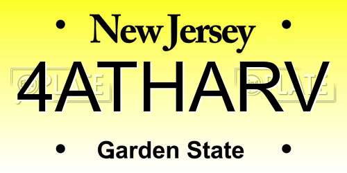 4ATHARV New Jersey License Plate