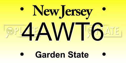 4AWT6 New Jersey License Plate