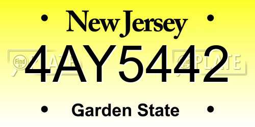 4AY5442 New Jersey License Plate