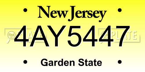 4AY5447 New Jersey License Plate