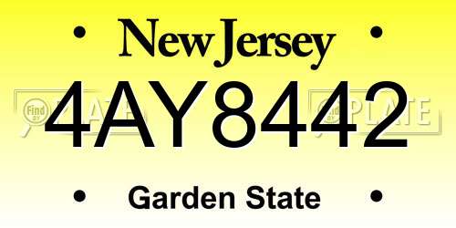 4AY8442 New Jersey License Plate