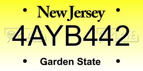 4AYB442 New Jersey License Plate